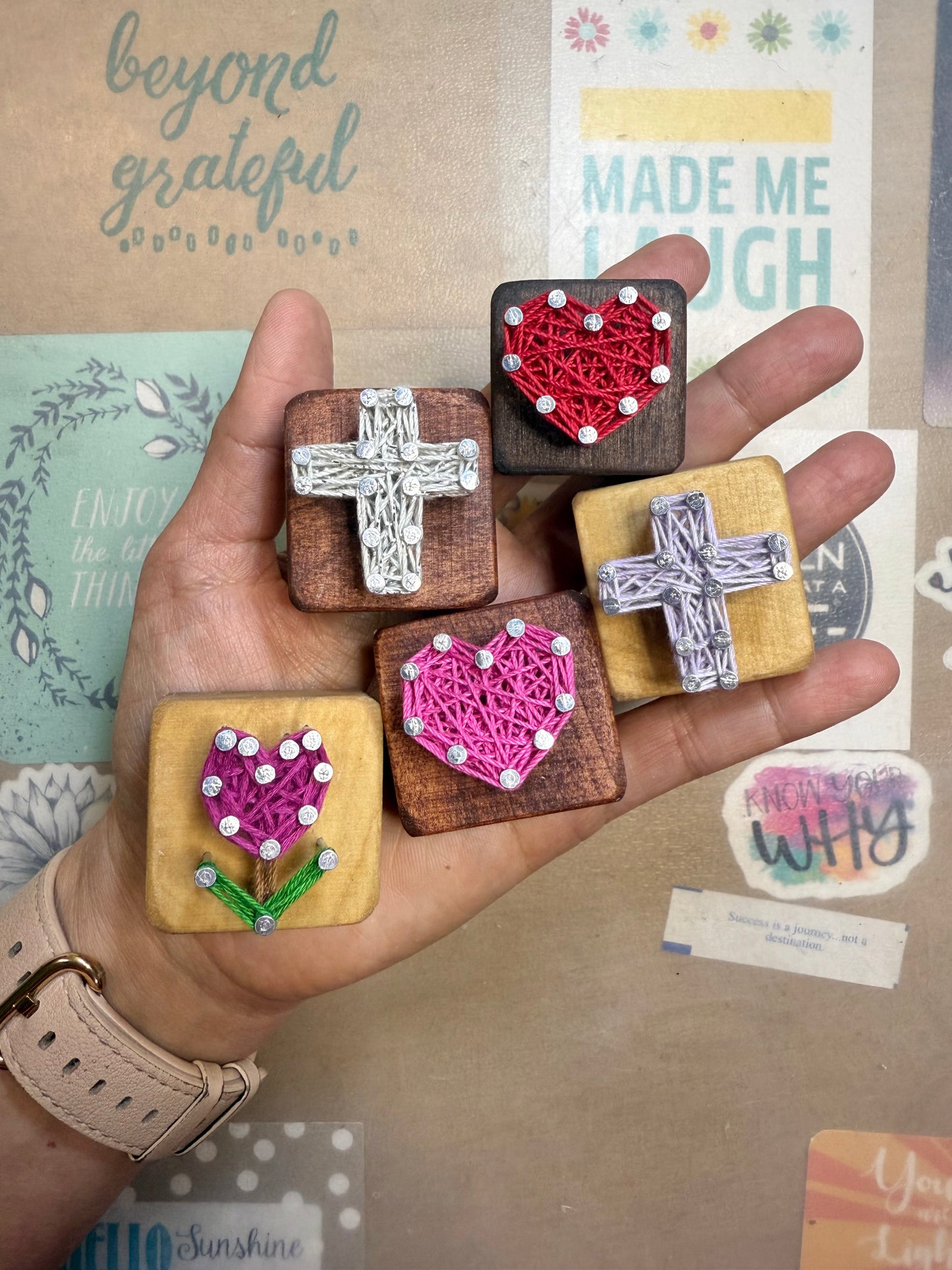 Mini Wooden String Art Magnets