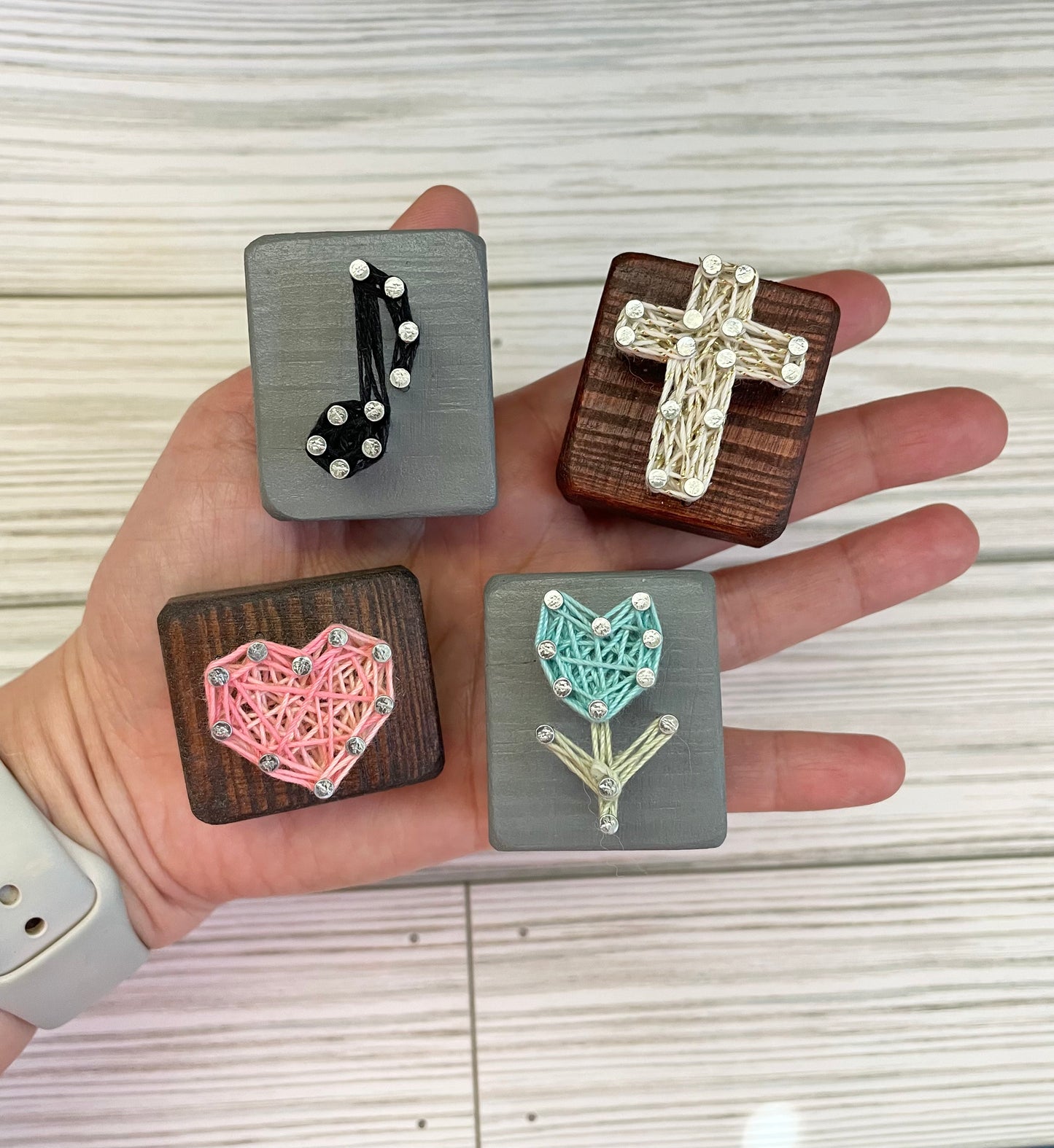 Mini Wooden String Art Magnets